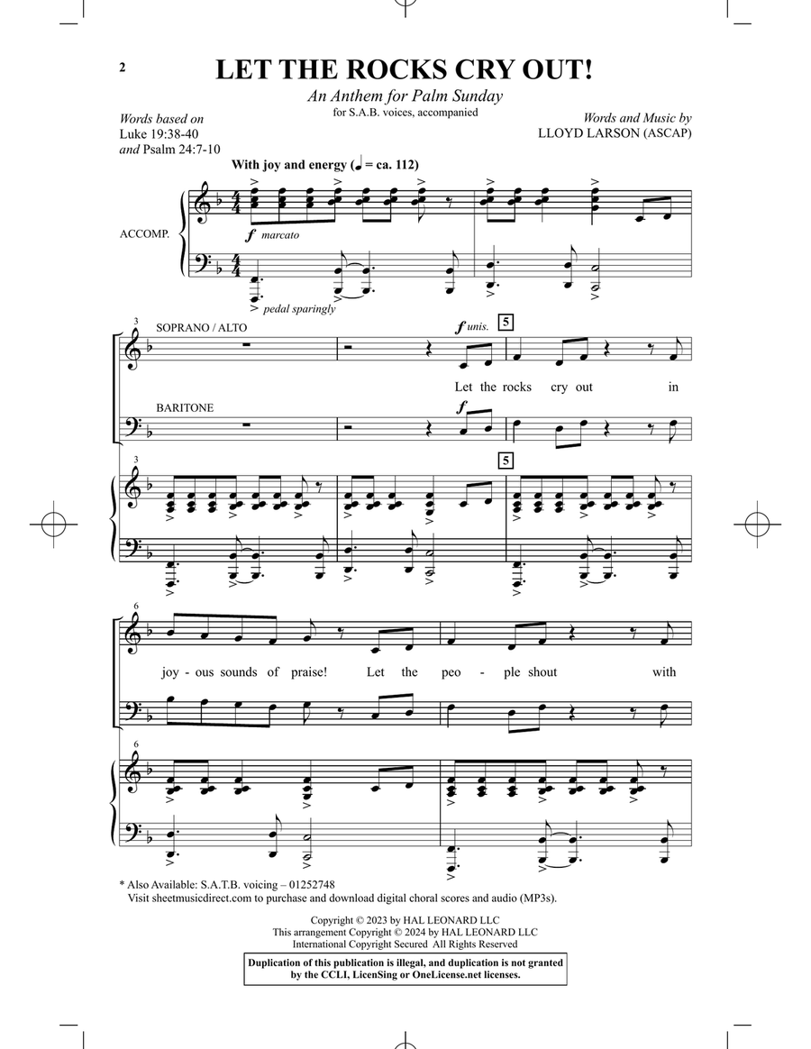 Let The Rocks Cry Out! (An Anthem For Palm Sunday) 3-Part scores gallery preview page 1