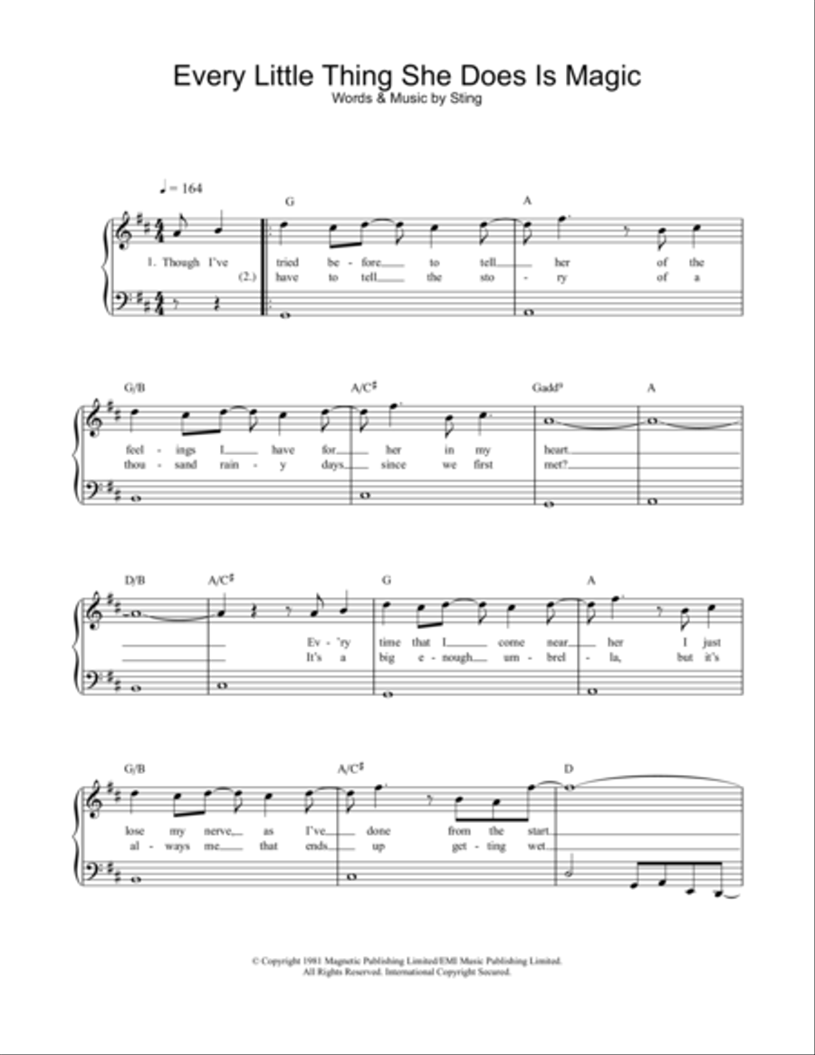 Every Little Thing She Does Is Magic Easy Piano scores gallery preview page 1