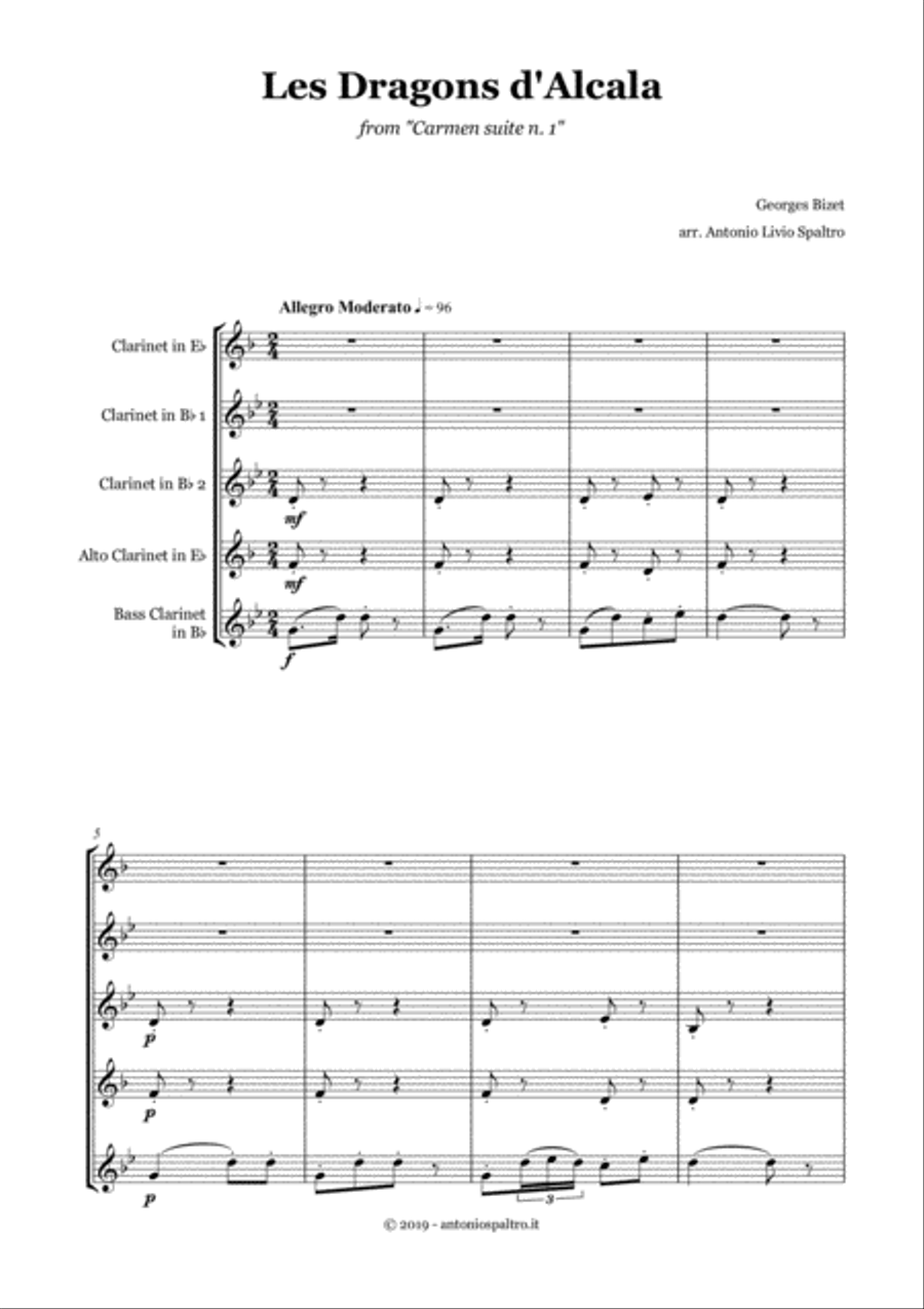 Les Dragons d'Alcala (from Carmen) for Clarinet Choir Clarinet Choir scores gallery preview page 2