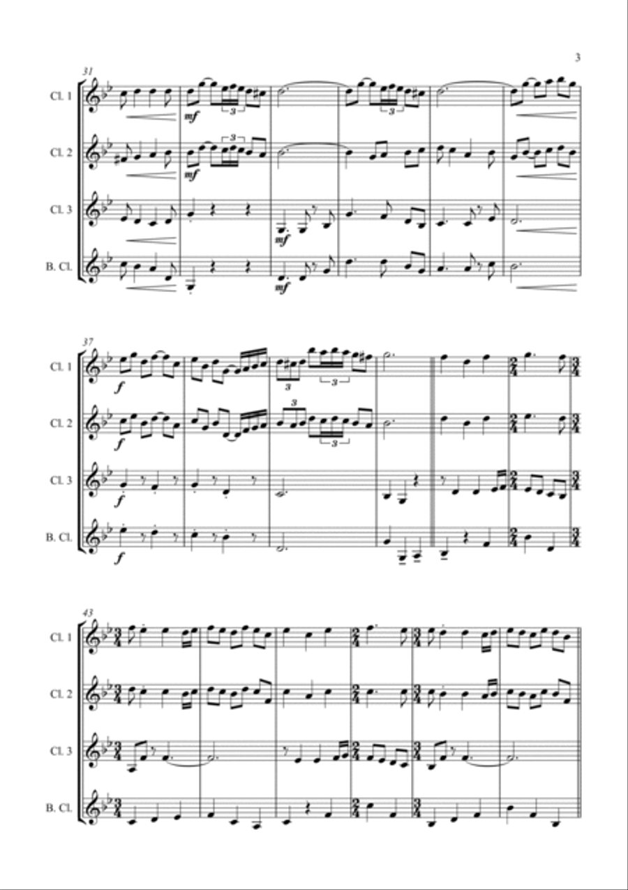 Hungarian Dance - in a Jazz Style - For Clarinet Quartet Clarinet Quartet scores gallery preview page 3