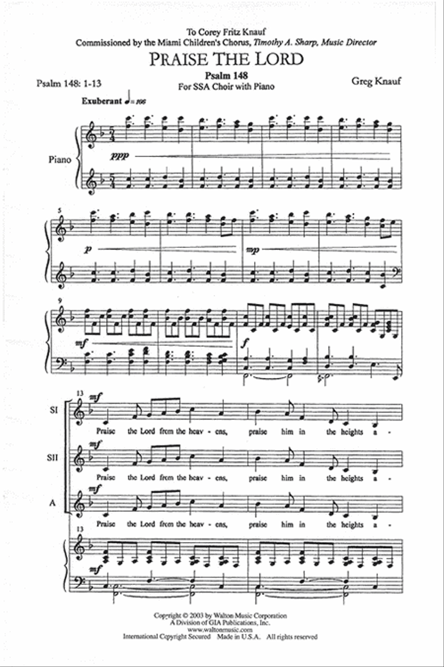 Praise the Lord (SSA) SSA scores gallery preview page 2