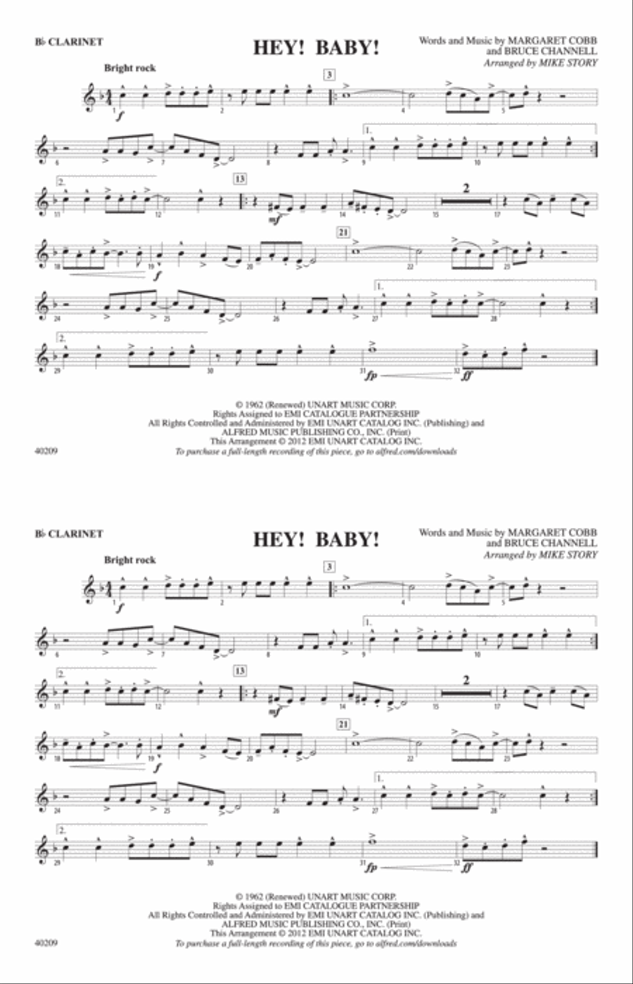 Hey! Baby! (from Dirty Dancing): 1st B-flat Clarinet Marching Band scores gallery preview page 1