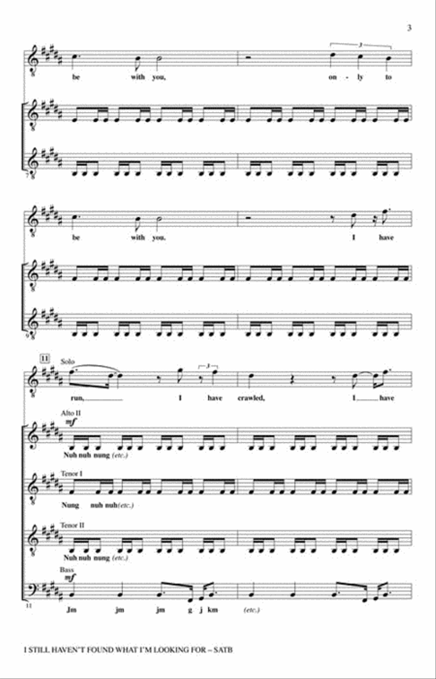 I Still Haven't Found What I'm Looking For Divisi scores gallery preview page 3