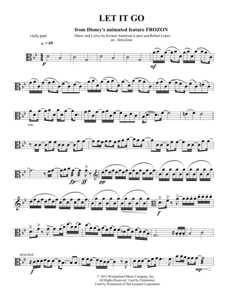 Let It Go for string quartet viola part