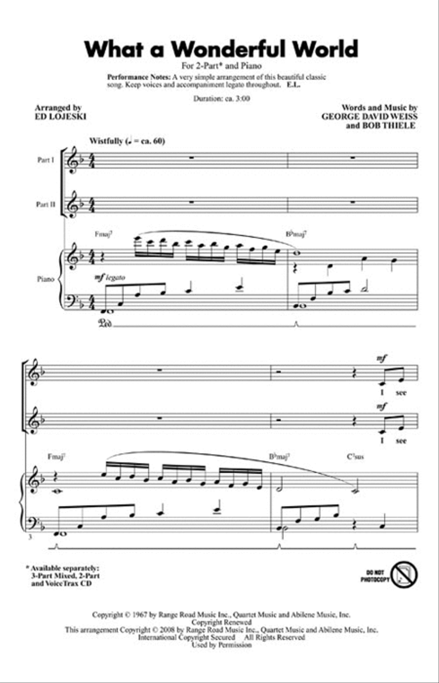 What a Wonderful World What a Wonderful World 2-Part scores gallery preview page 2