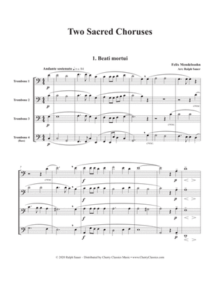 Book cover for Two Sacred Choruses for Trombone Quartet Ensemble, Op. 115