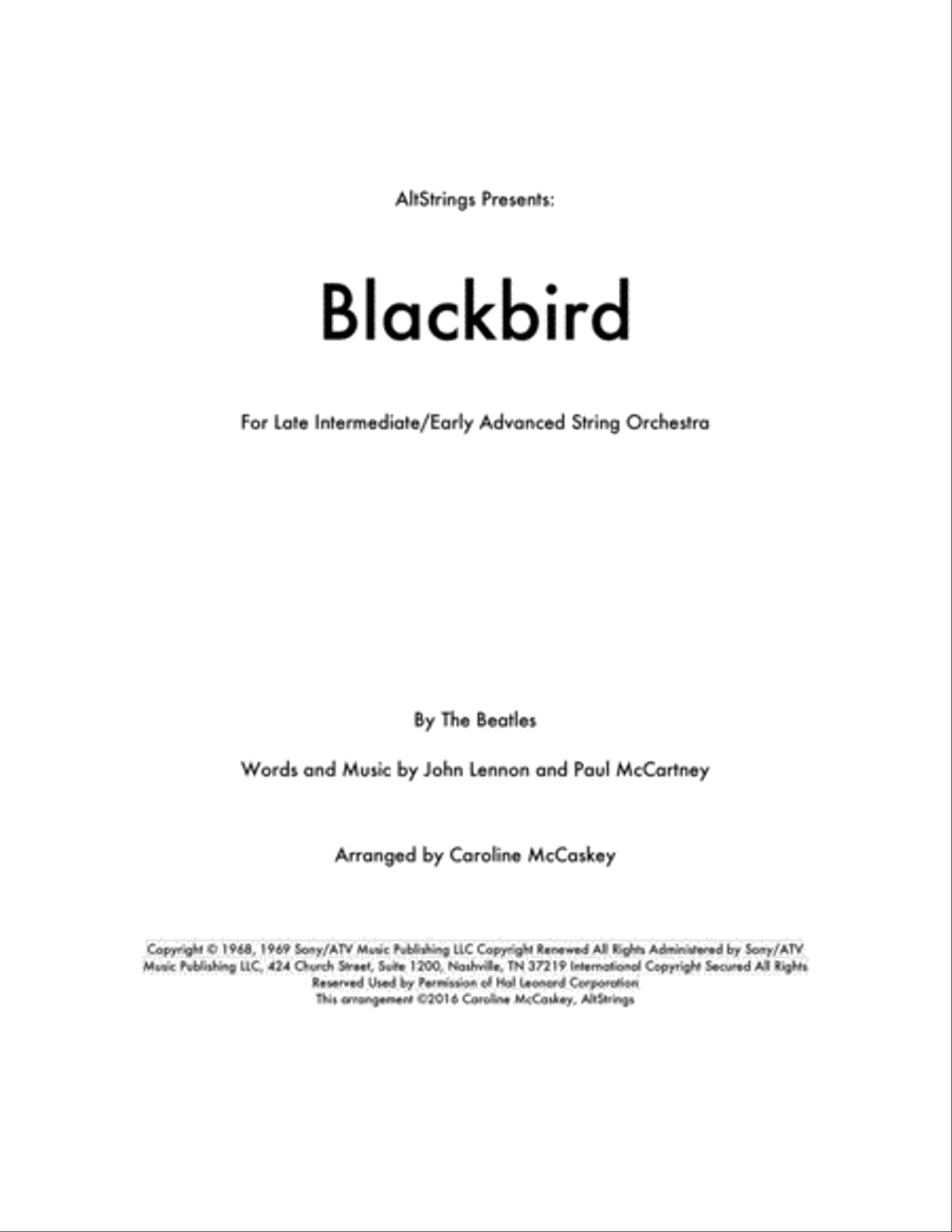 Blackbird Blackbird String Orchestra scores gallery preview page 1
