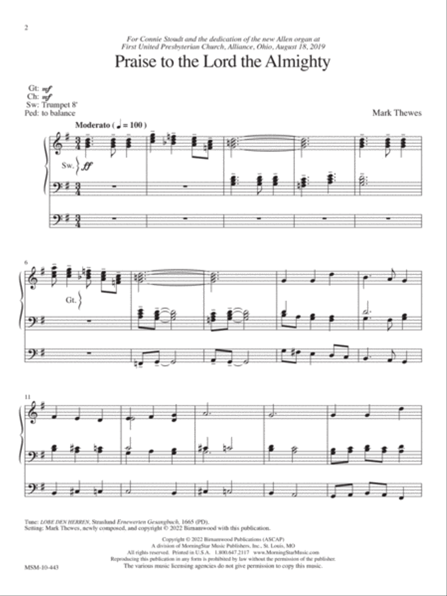 Praise to the Lord the Almighty Organ scores gallery preview page 2