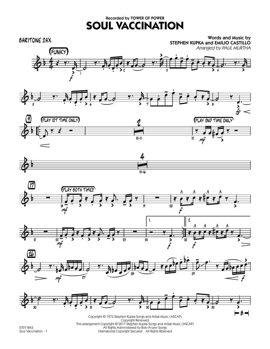 Soul Vaccination - Baritone Sax Jazz Ensemble scores gallery preview page 1