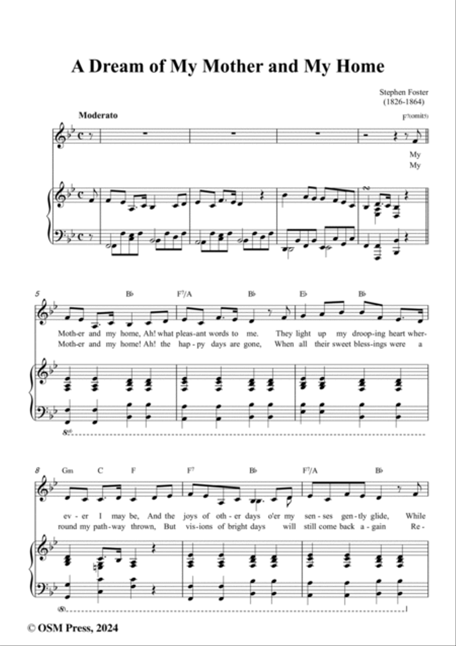 S. Foster-A Dream of My Mother and My Home,in B flat Major Voice scores gallery preview page 2