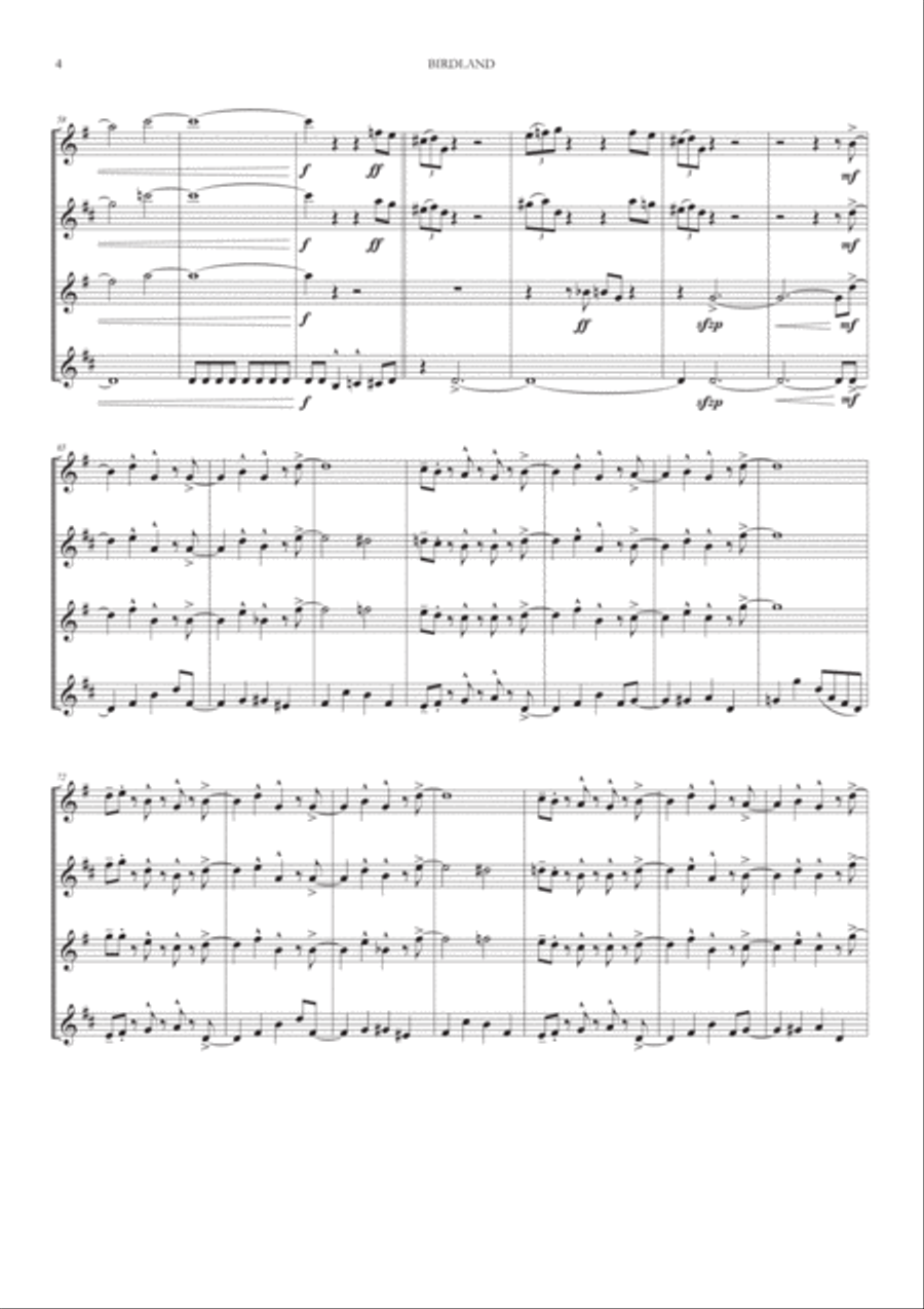 Birdland Birdland Woodwind Quartet scores gallery preview page 4