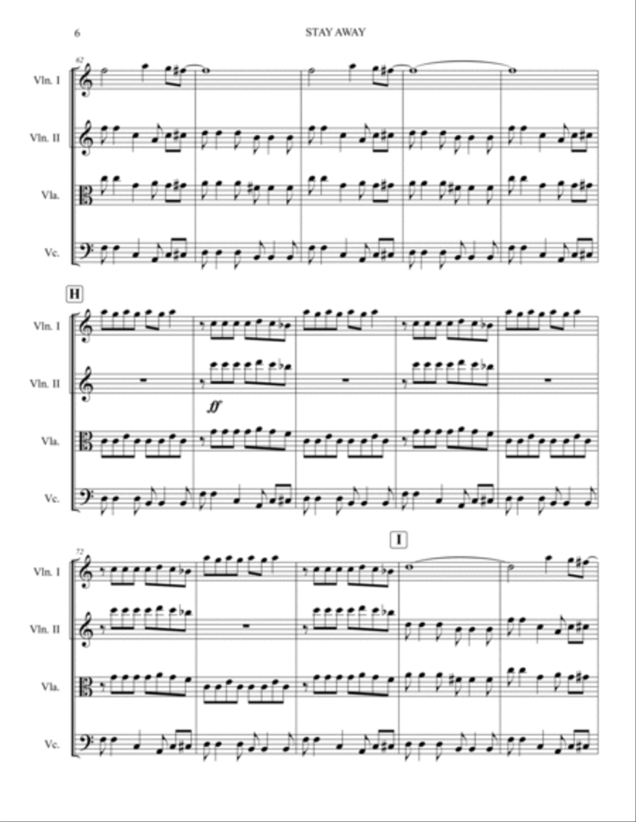 Stay Away String Quartet scores gallery preview page 6