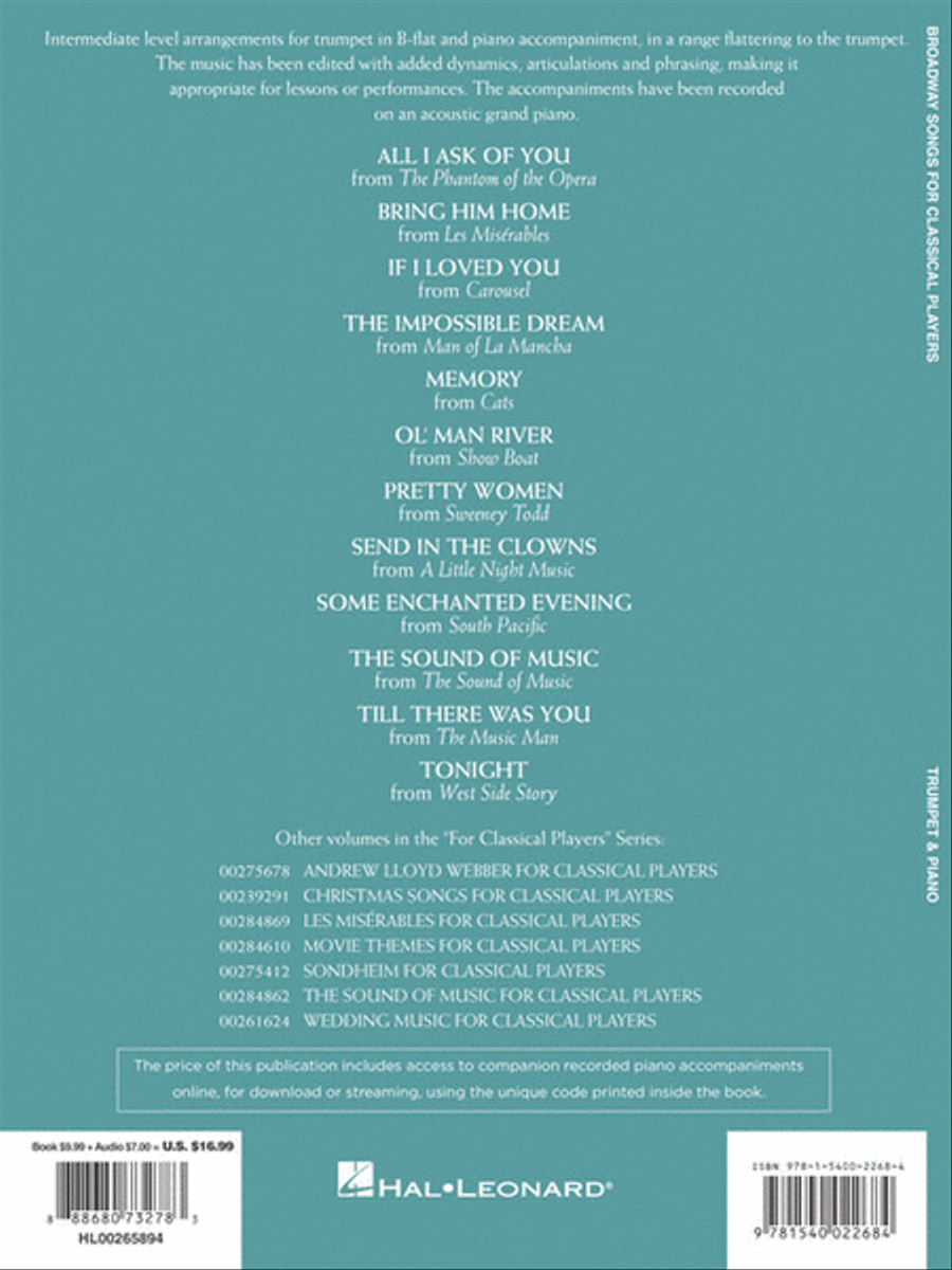 Broadway Songs for Classical Players - Trumpet and Piano Trumpet Solo scores gallery preview page 6