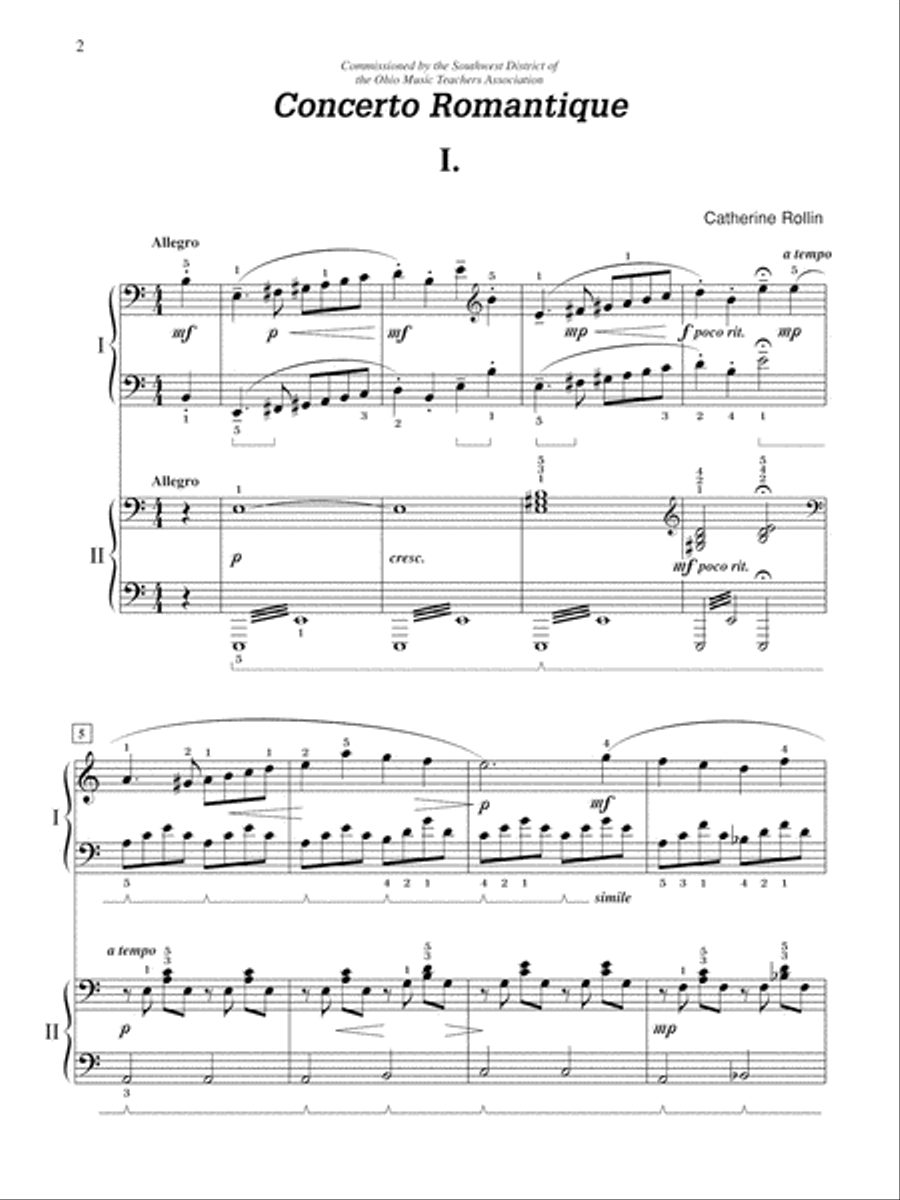 Concerto Romantique: In Three Movements for Solo Piano with Piano Accompaniment - Piano Duo (2 Pianos, 4 Hands) School and Community scores gallery preview page 2