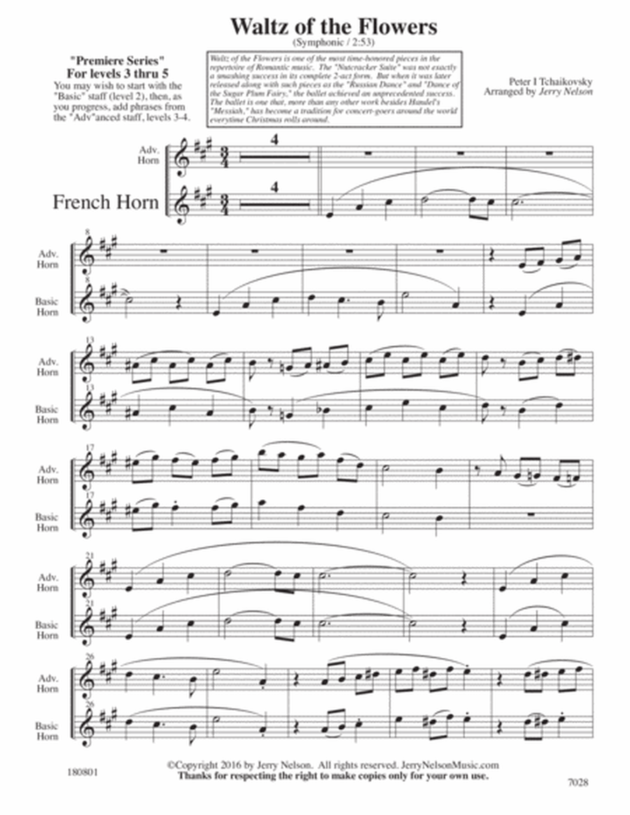 Waltz of the Flowers (Arrangements Level 3-5 for HORN + Written Acc) image number null