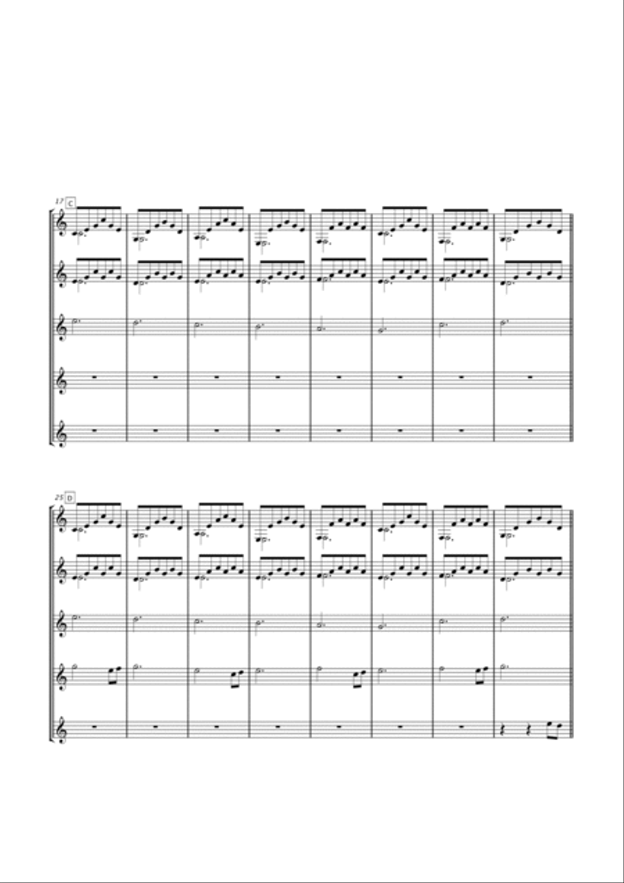 Pachelbel's Carol - Easy Guitar Quintet Guitar Ensemble scores gallery preview page 5