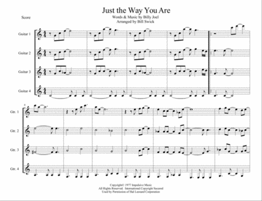 Just The Way You Are Electric Guitar scores gallery preview page 1