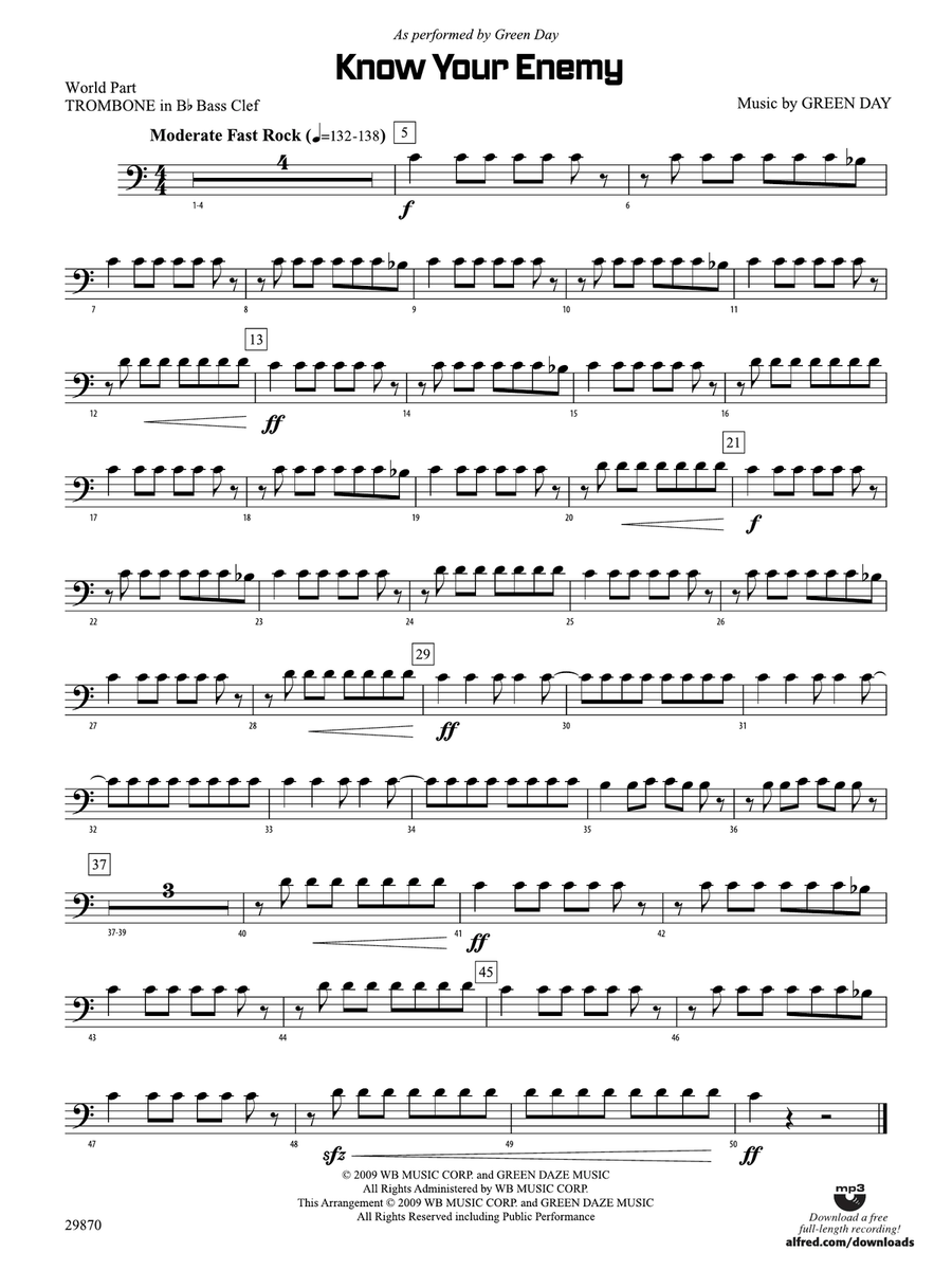 Know Your Enemy: (World Part) 1st B-flat Trombone B.C.