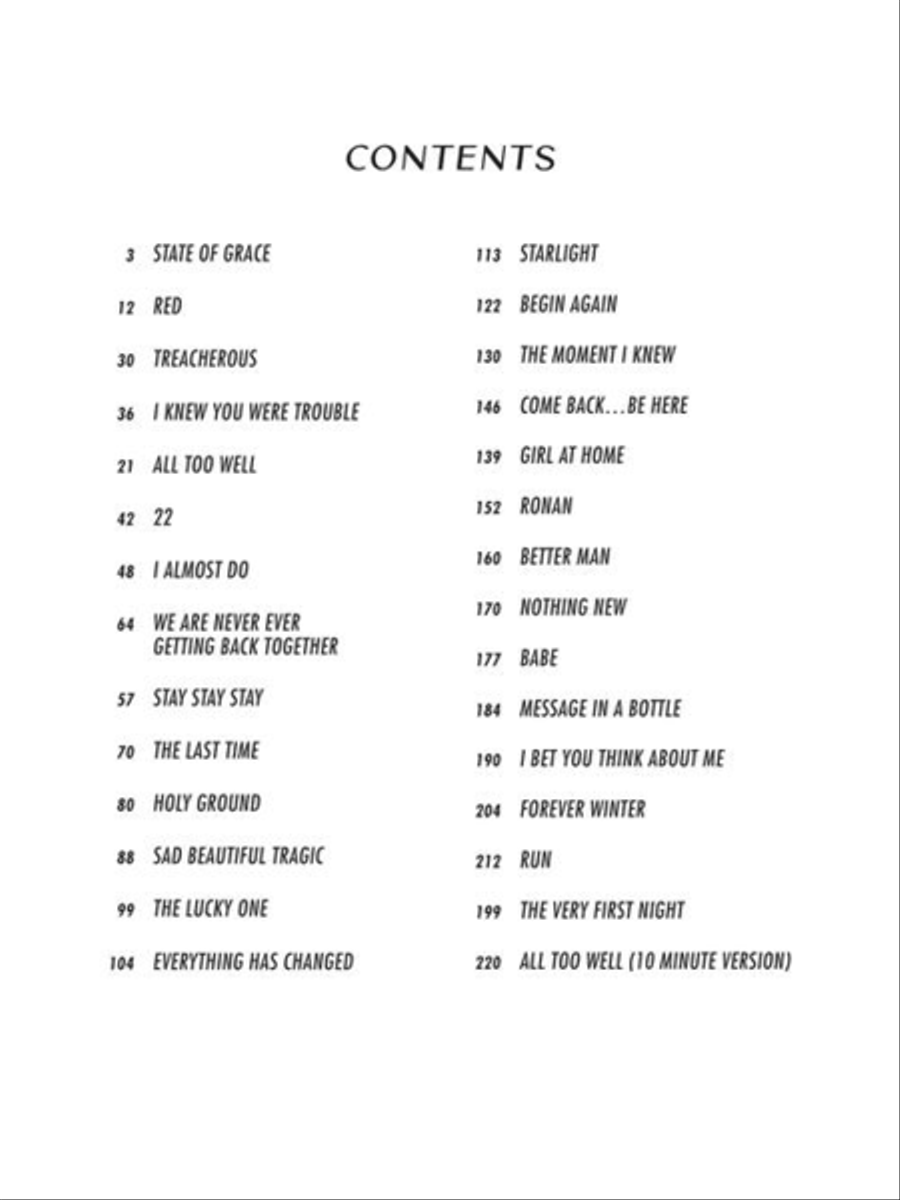 Taylor Swift – Red (Taylor's Version) Piano, Vocal, Guitar scores gallery preview page 3