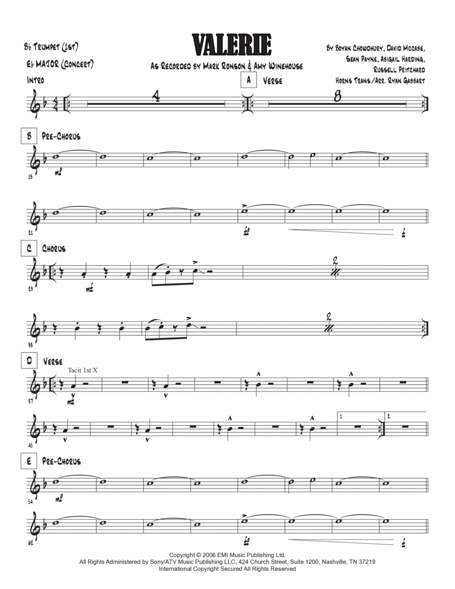 Valerie Tenor Saxophone scores gallery preview page 1