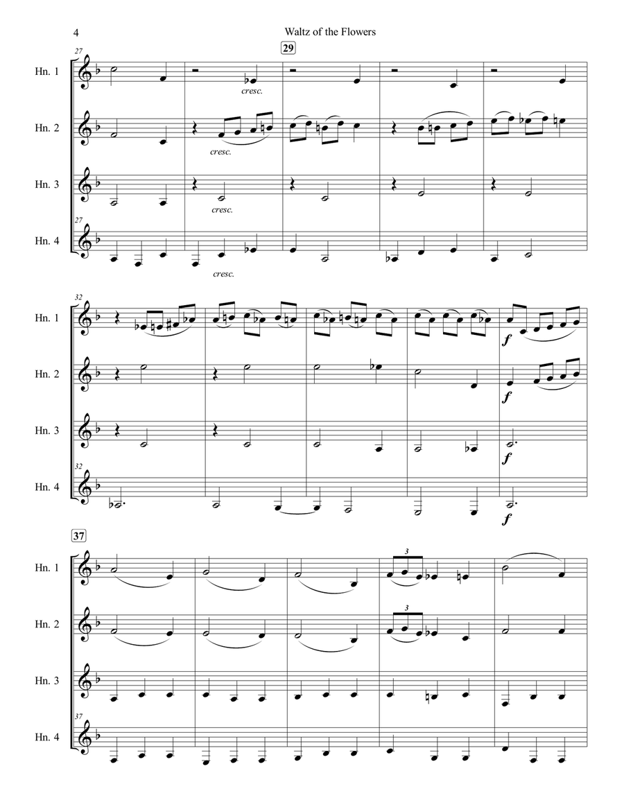 Waltz of the Flowers from The Nutcracker Suite for French Horn Quartet French Horn Quartet scores gallery preview page 4