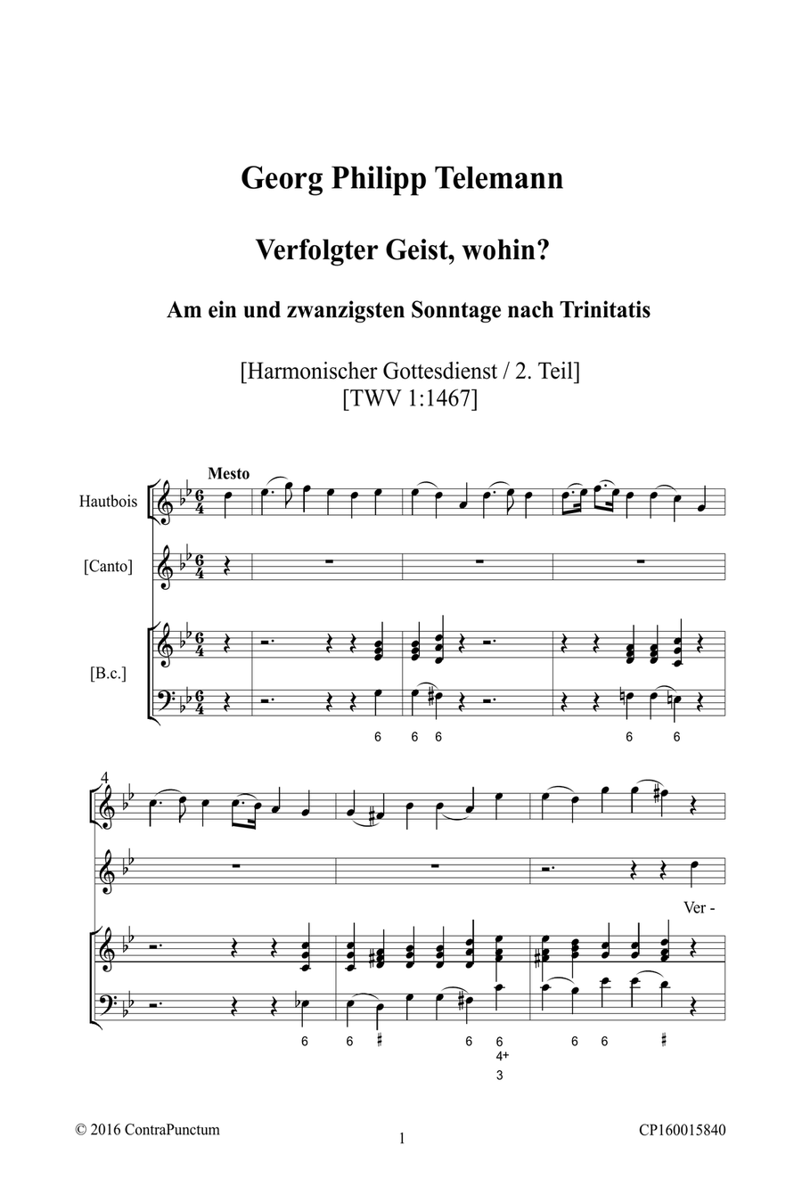 Harmonischer Gottesdienst TWV 1:1467 Verfolgter Geist, wohin? Oboe Solo scores gallery preview page 5