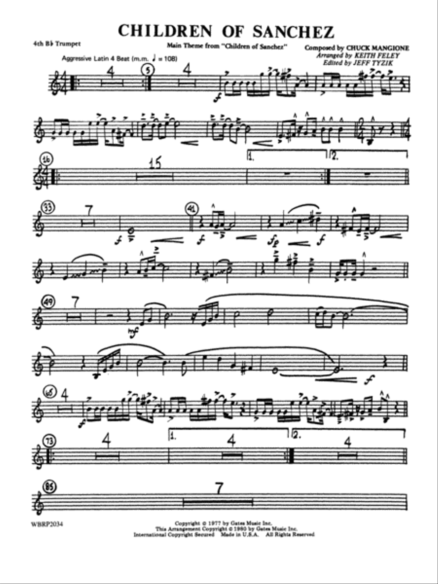Children of Sanchez: 4th B-flat Trumpet Jazz Ensemble scores gallery preview page 1
