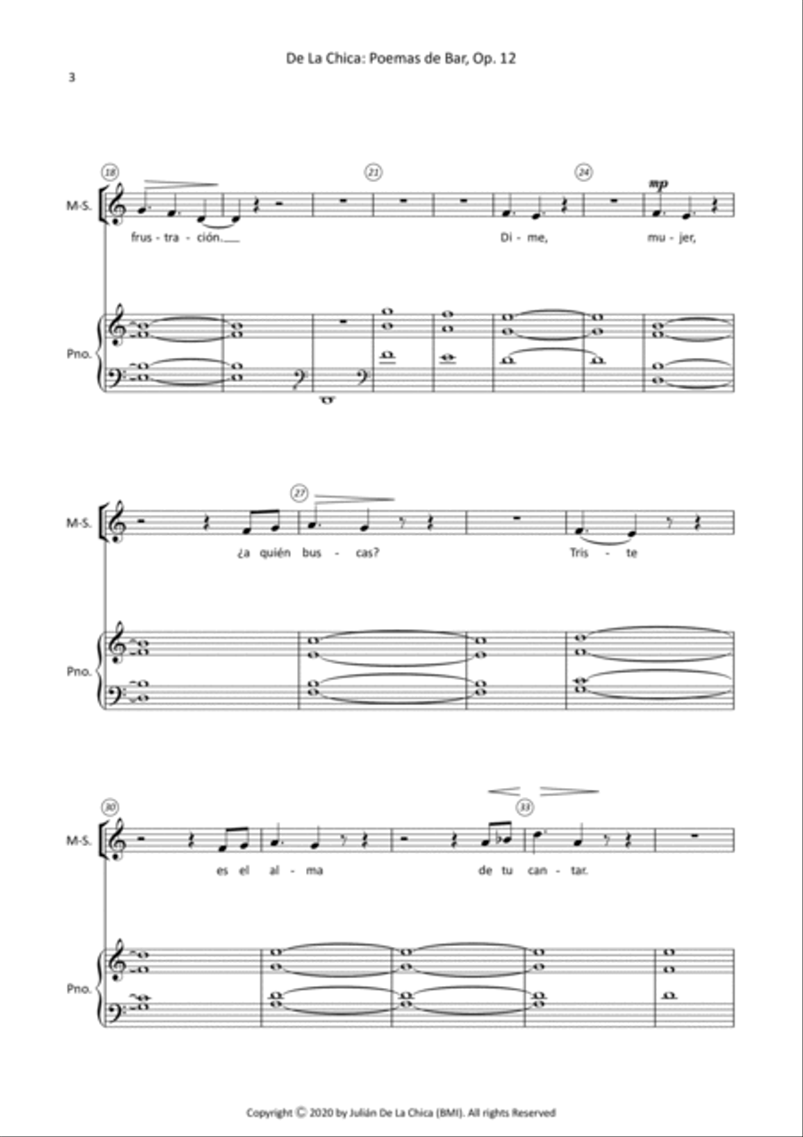 De La Chica: Poemas de bar, Op. 12 Voice scores gallery preview page 5