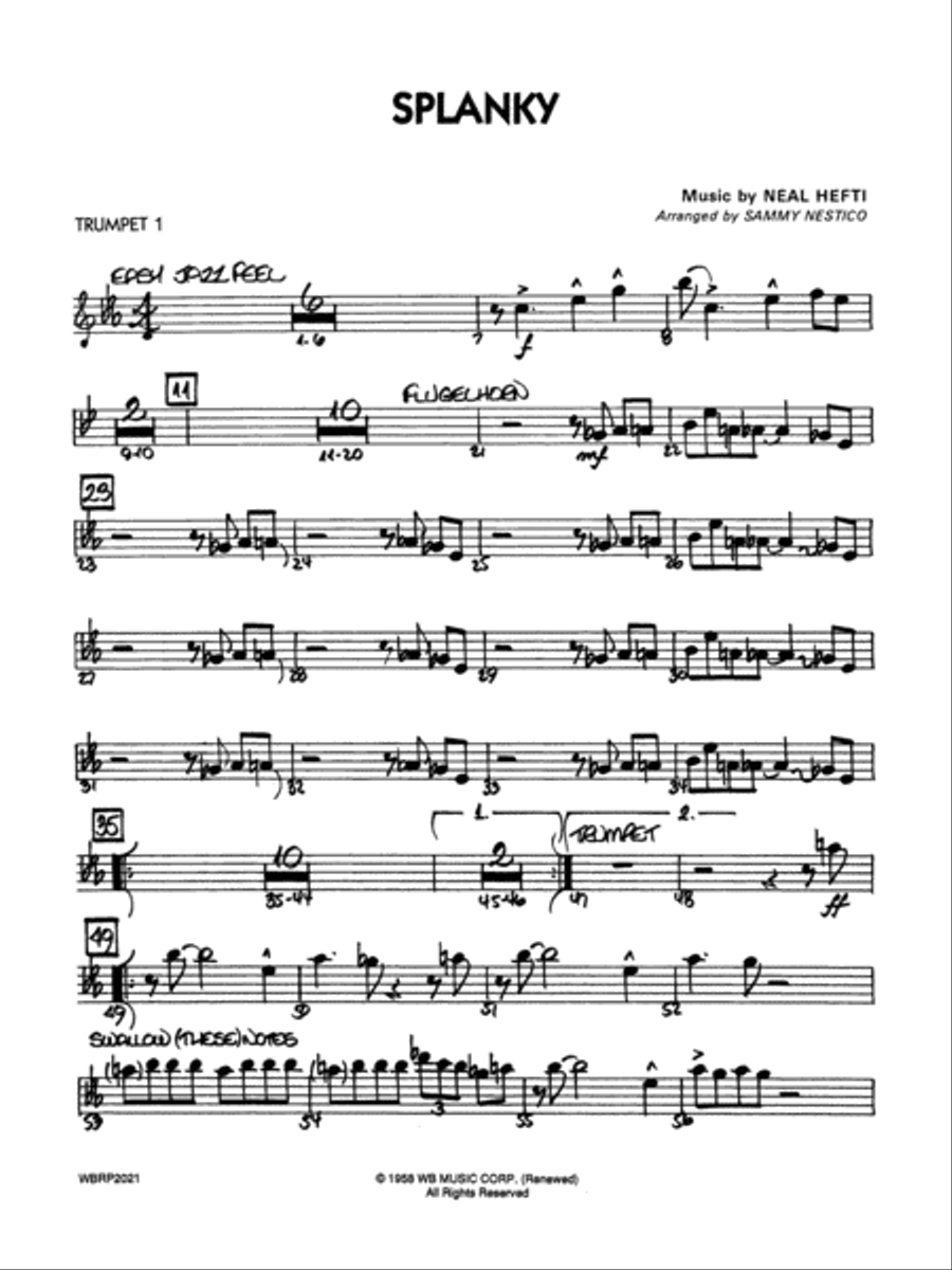 Splanky: 1st B-flat Trumpet Jazz Ensemble scores gallery preview page 1