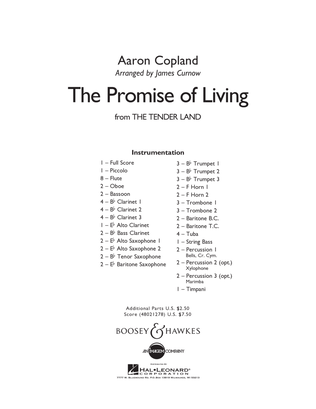 Book cover for The Promise Of Living (from The Tender Land) - Conductor Score (Full Score)