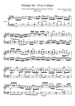 Prelude No. 19 BWV 864 in A Major