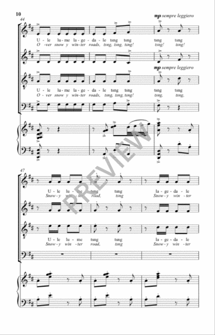 Ule Lume Lagedale (Over Snowy Winter Roads) 4-Part scores gallery preview page 9