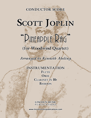 Book cover for Joplin - “Pineapple Rag” (for Woodwind Quartet)