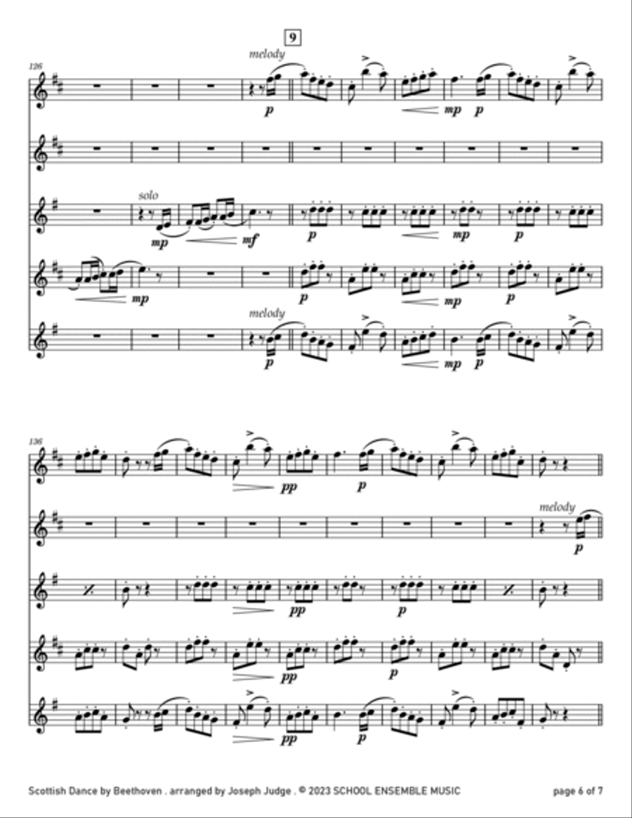 Scottish Dance by Beethoven for Saxophone Quartet in Schools Saxophone Quartet scores gallery preview page 6