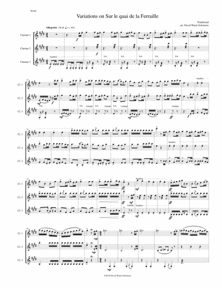 Variations on "Sur le quai de la Ferraille" for clarinet trio image number null