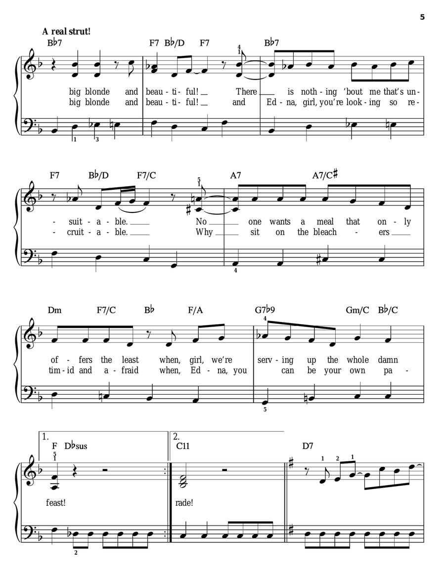 Big, Blonde And Beautiful Easy Piano scores gallery preview page 5