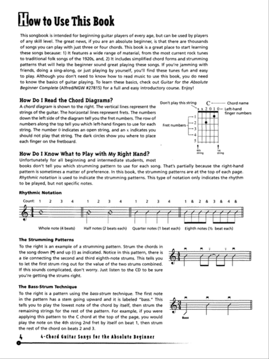 4-Chord Songs for the Absolute Beginner Guitar scores gallery preview page 6