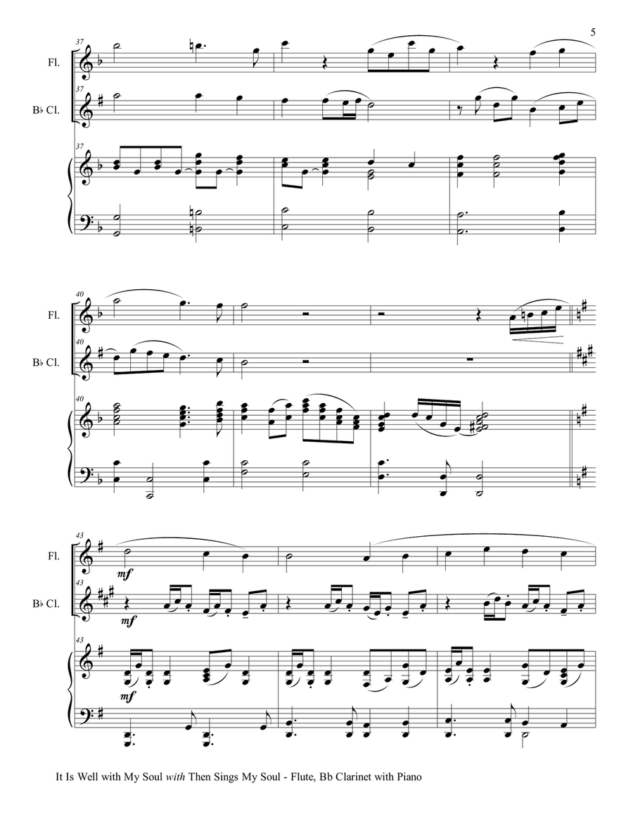 IT IS WELL WITH MY SOUL with THEN SINGS MY SOUL (Trio – Flute & Bb Clarinet with Piano) Score and Pa Woodwind Duet scores gallery preview page 6