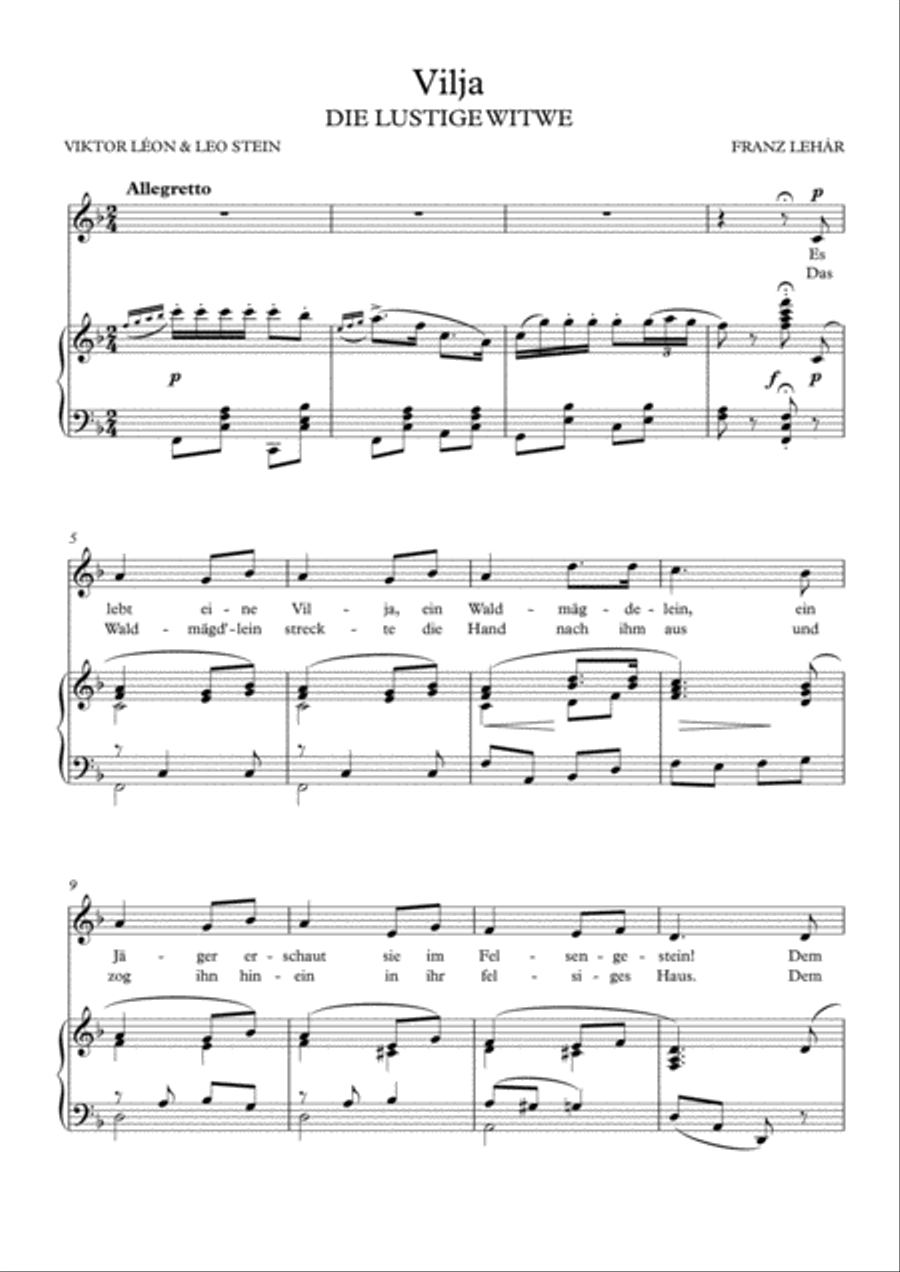 Vilja - Die Lustige Witwe (F Major) Voice scores gallery preview page 2