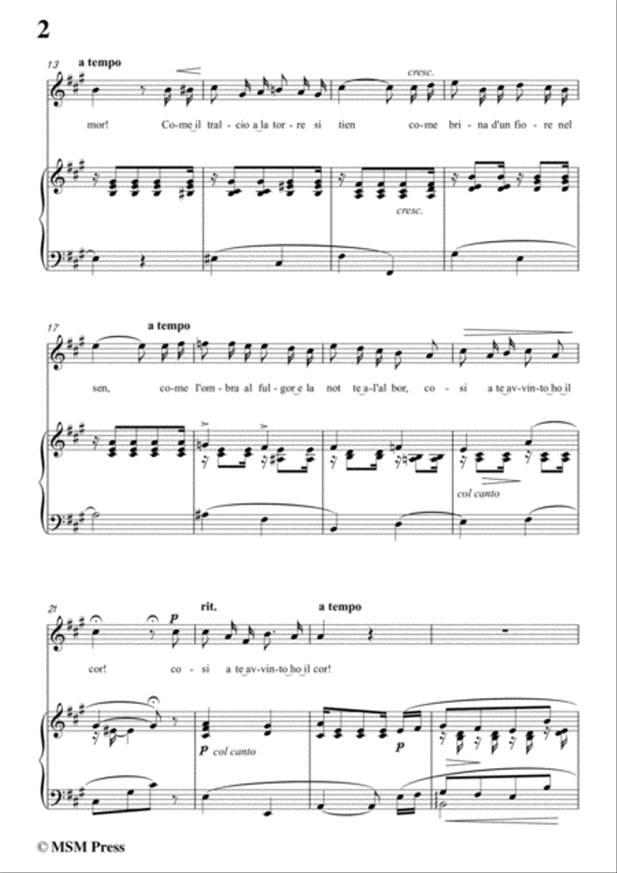 Tosti-Io voglio amarti! in A Major,for Voice and Piano Voice Solo scores gallery preview page 4