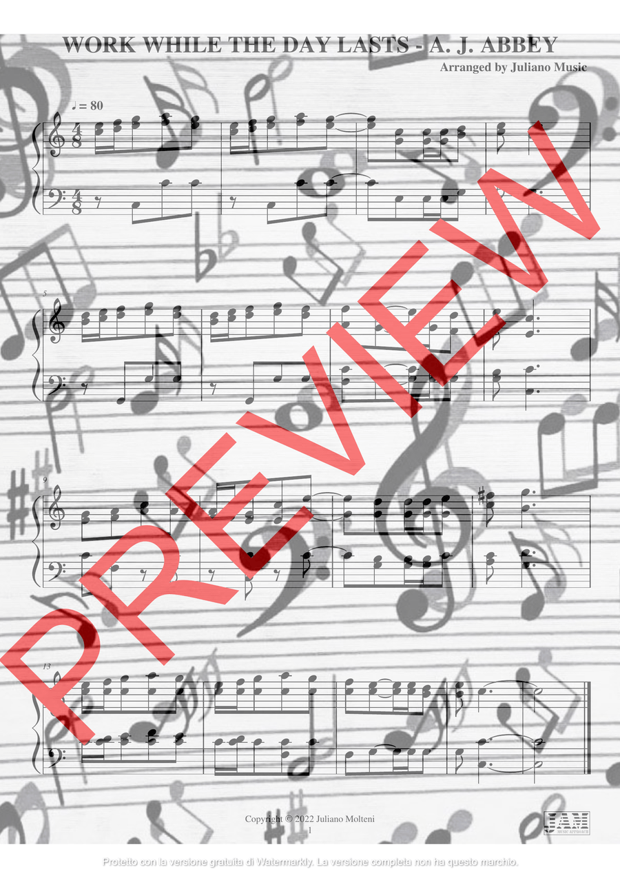 WORK WHILE THE DAY LASTS - A. J. ABBEY (HYMN - EASY ORGAN) Organ Solo scores gallery preview page 2