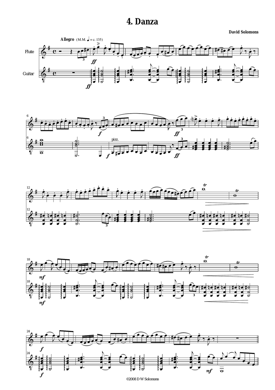 Danza for flute and classical guitar Flute scores gallery preview page 1