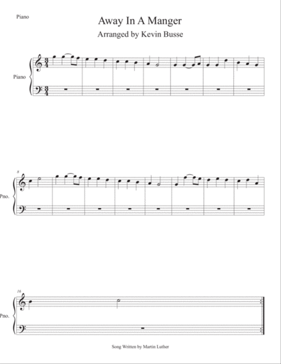Away In A Manger (Easy key of C) Piano Easy Piano scores gallery preview page 1
