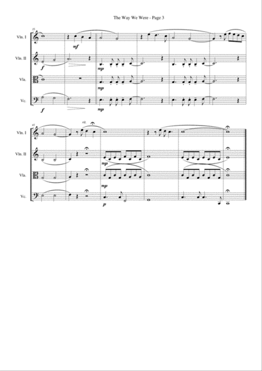 The Way We Were String Quartet scores gallery preview page 3