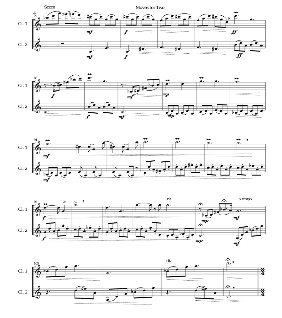 Moves for Two for 2 B flat clarinets image number null