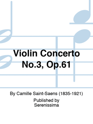 Book cover for Violin Concerto No.3, Op.61