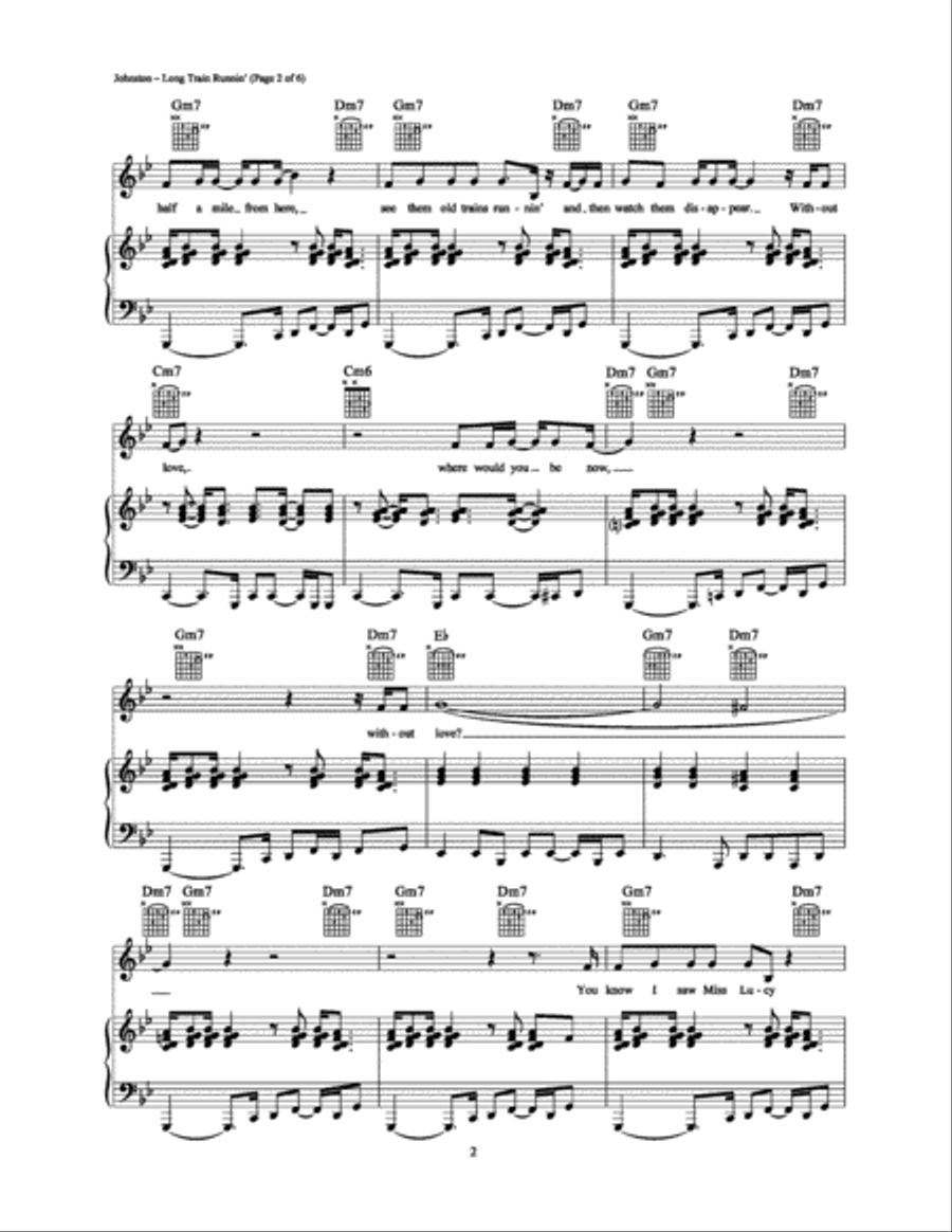 Long Train Runnin' Piano, Vocal, Guitar scores gallery preview page 2