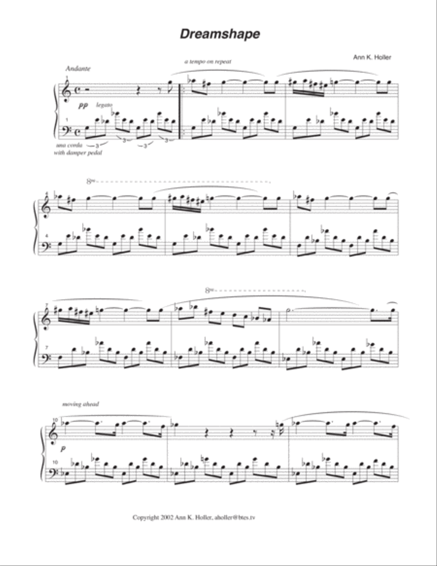 Dreamshape Piano Solo scores gallery preview page 1