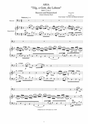 Bach - Aria (Tilg' Gott, die Lehren) BWV 2 No.3 for Bassoon and Harpsichord