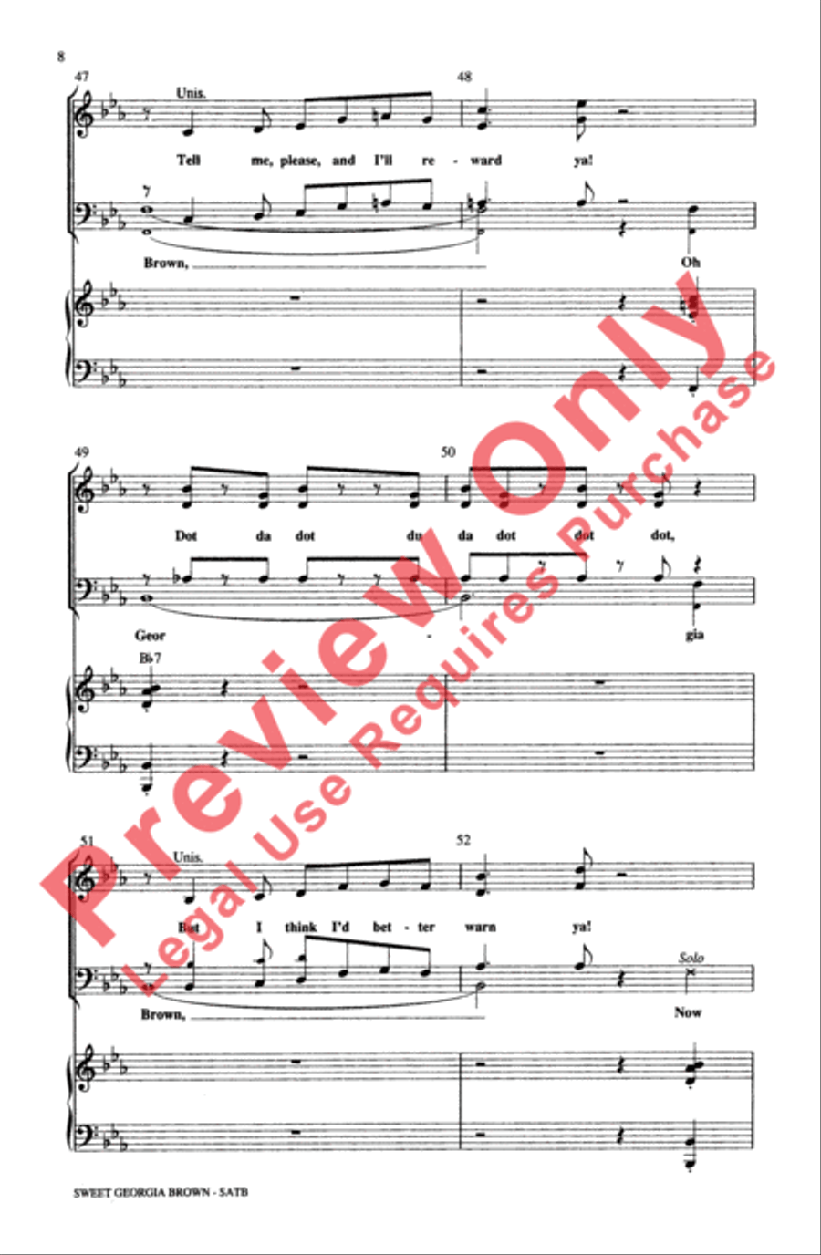 Sweet Georgia Brown 4-Part scores gallery preview page 8
